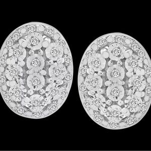 Macy's 🆕 Luxury Diamond Oval Halo Cluster Earrings set in 925 Sterling.